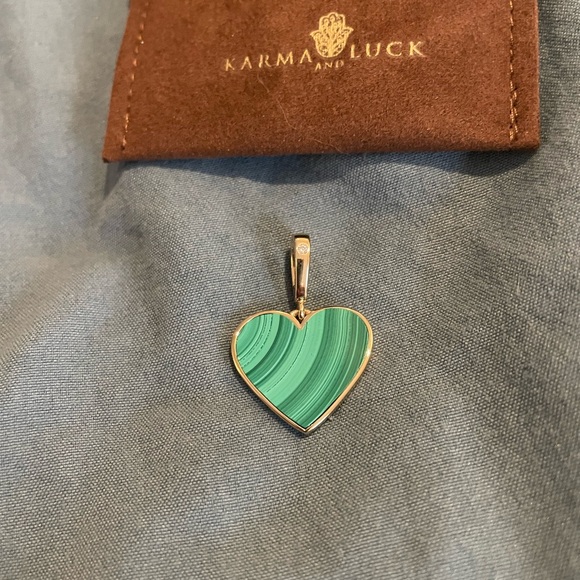 Karma and Luck Malachite Heart Charm - Picture 3 of 6